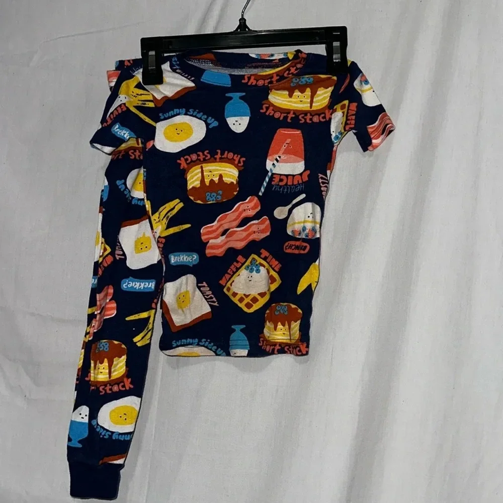 Carters 4T breakfast print (bacon, eggs, cereal, pancakes) pajama set